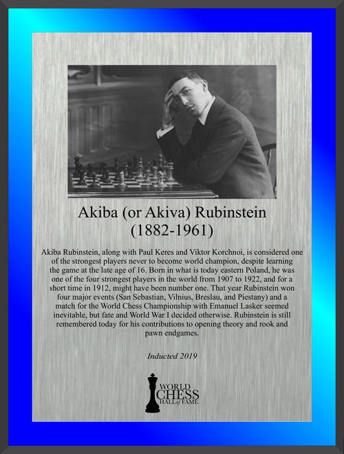 Akiba Rubinstein's Hall of Fame Plaque