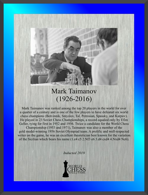 Mark Taimanov's Hall of Fame Plaque