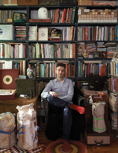 Marcel Dzama in his studio